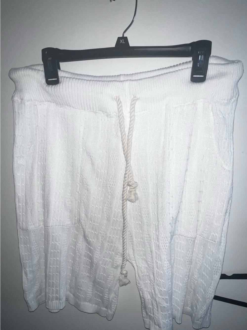 2 Piece White Knit Sweater & Drawstring Shorts